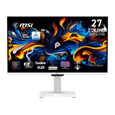 MSI Gaming monitor Pro MAX 271UPXW12G, 26.5", 3840 x 2160, QD-OLED, bijela